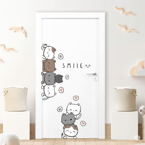 Grey and brown cat decals