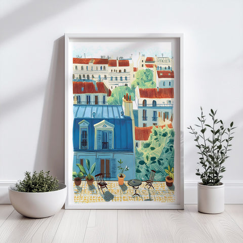 Handmade Cityscape Art – Parisian Balcony Scene
