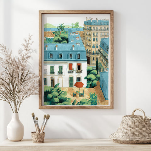 Handmade Cityscape Art – Parisian Balcony Vignette
