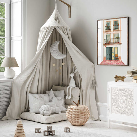 Handmade European Art – Architectural Balcony Scene
