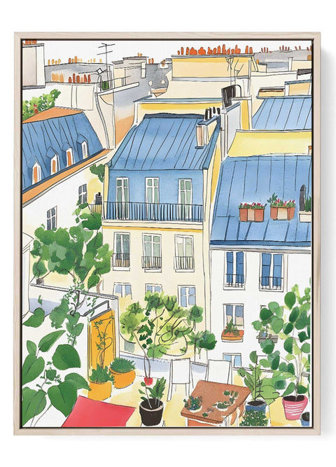 Handmade Paris Watercolor – Rooftop Scene Wall Art