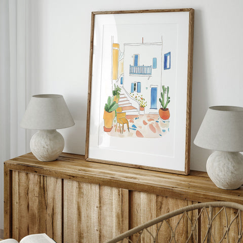 Handmade Spain Travel Art – Terracotta Stairs Poster

