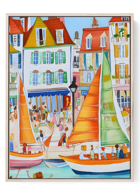 Harbour sailboats art print