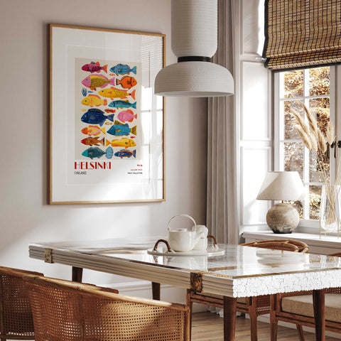 Helsinki art print with patterned fish