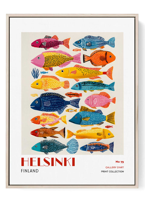 Helsinki colorful fish illustration wall art