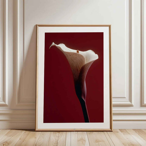 High-quality museum-grade print of a calla lily in a moody, modern style.