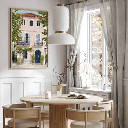 High-quality museum-grade print of a coastal town scene in a painterly style.