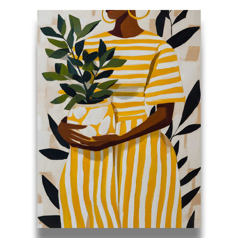High-quality museum-grade print of a female portrait in a modern setting.