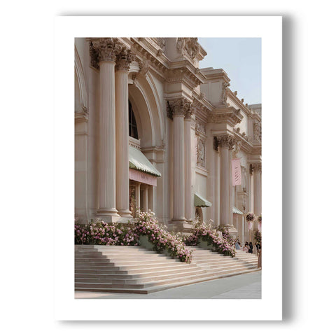 High-quality museum-grade print of a grand building facade in a modern style.