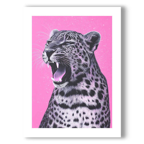 High-quality museum-grade print of a leopard in a contemporary art style.