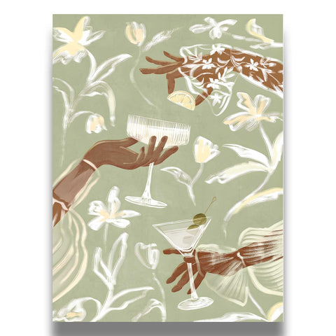 High-quality museum-grade print of a martini with olive branch details.