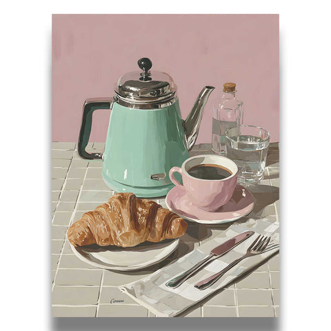 High-quality museum-grade print of a minimalist cafe-inspired scene.