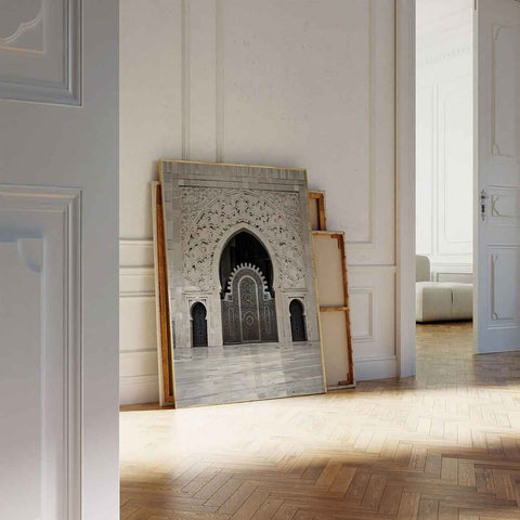 High-quality museum-grade print of an Islamic arch in a modern, clean style.