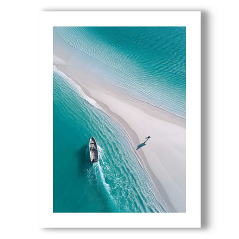 High-quality museum-grade print of an aerial tropical beach.
