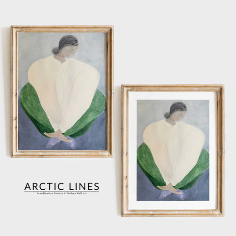 High resolution abstract figurative woman portrait painting print on fine art paper