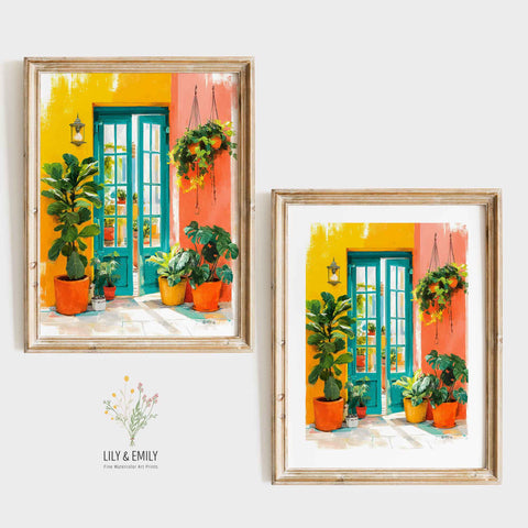 High resolution tropical patio illustration print on premium fine art paper