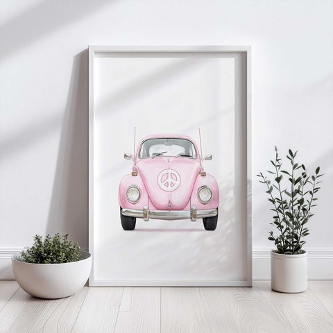 Hippie car illustration poster