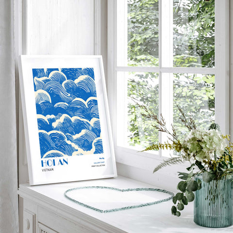 Hoi An poster abstract blue minimalist artwork