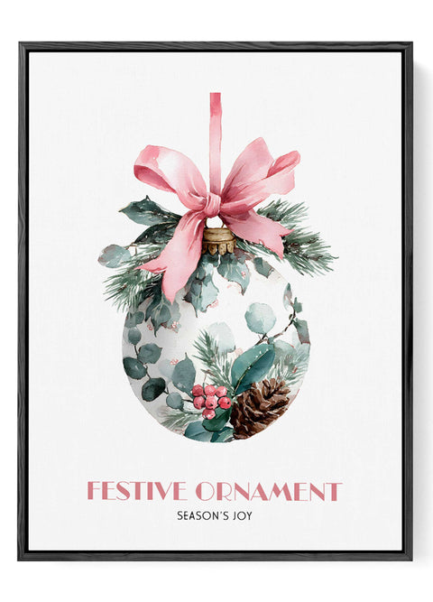 Holiday ornament with winter greenery art print