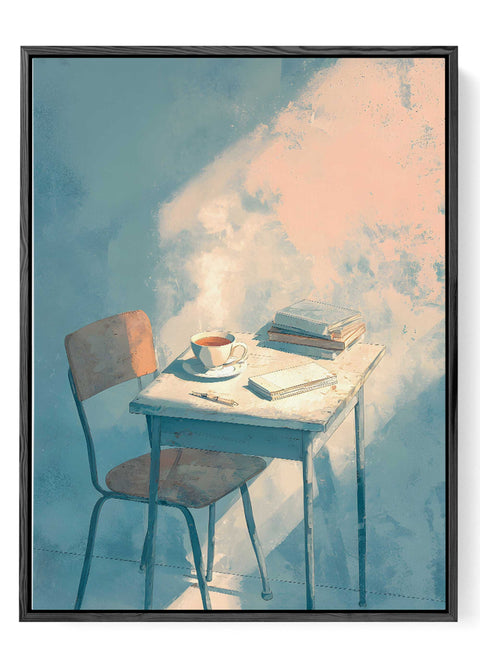 Home office watercolor desk illustration