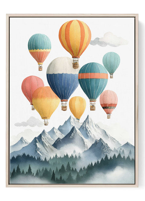 Hot air balloon mountain art