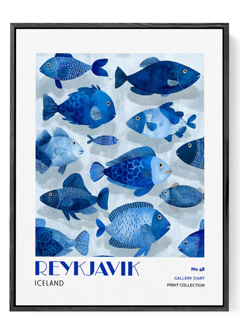 Iceland ocean art Nordic fish wall decor