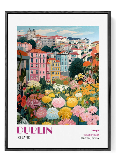 Ireland cityscape floral poster for modern wall decor