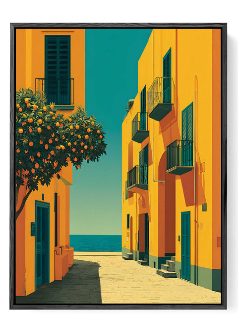 Italian coastal architecture wall art
