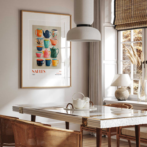 Italian pottery wall poster with warm tones