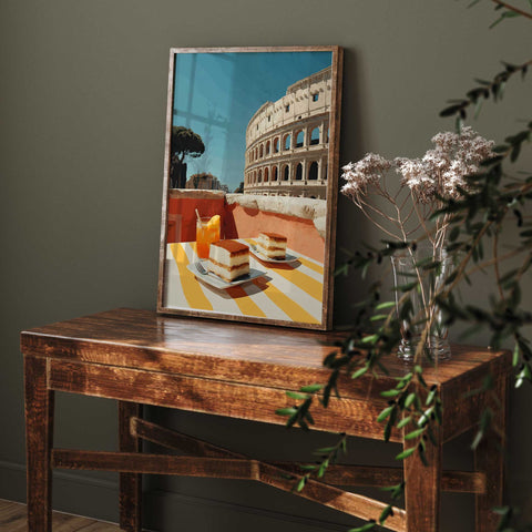 Italian tiramisu colosseum wall art