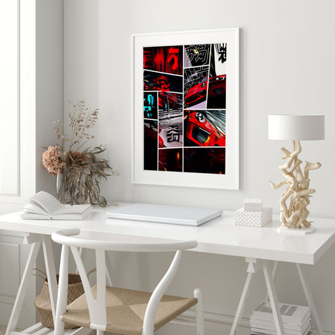Japanese onomatopoeia Porsche 911 print for car enthusiast room
