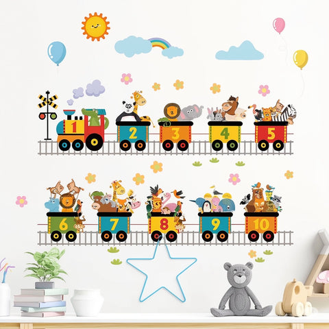 Jungle animals on a train