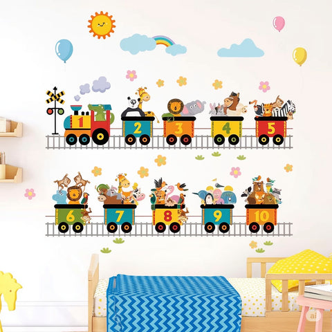 Kids numbered train wall decor