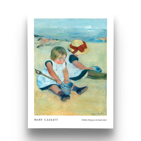 Kids playing on shore cassatt poster