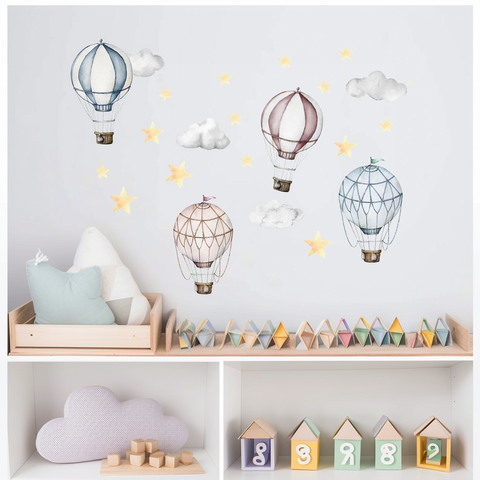 Kids room wall stickers with hot air balloons
