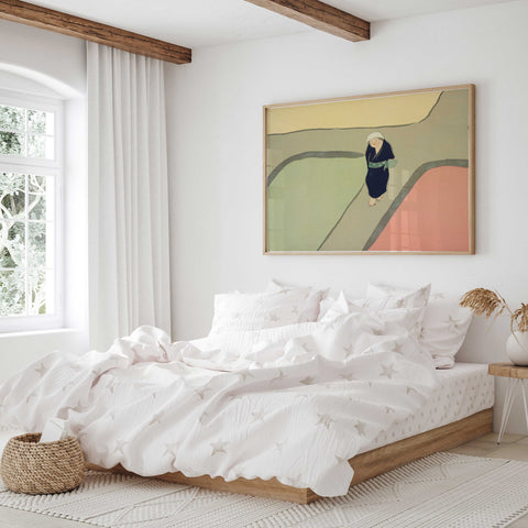 Kimono dark blue green obi wall art