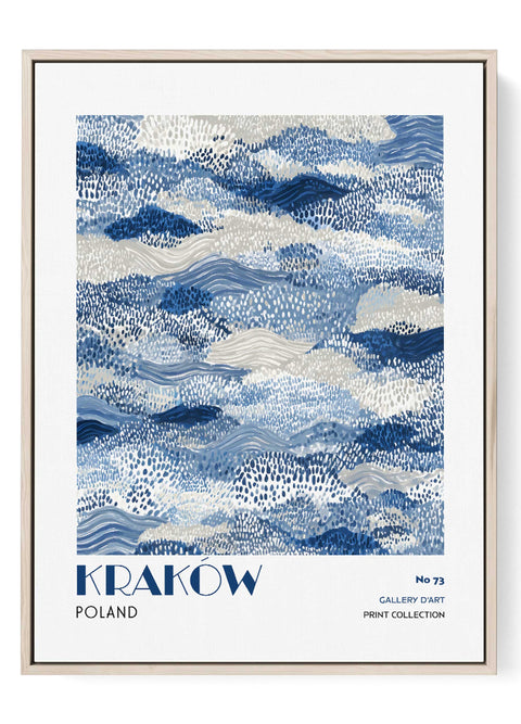 Kraków abstract blue wall art minimalist poster