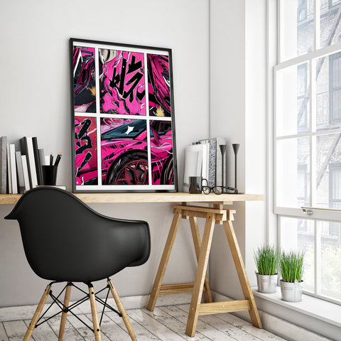 Lamborghini SVJ manga art for enthusiast room decor