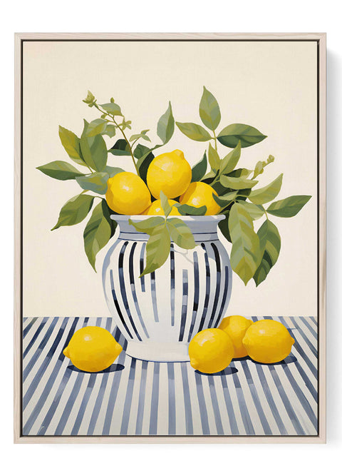 Lemon Wall Art Print fresh lemons vase