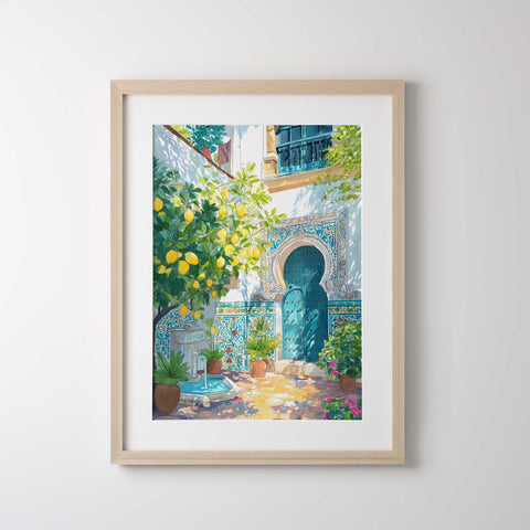 Lemon tree garden scene home decor print