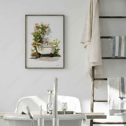 Light pink, cream, and sage green color scheme in a sophisticated fine art print.