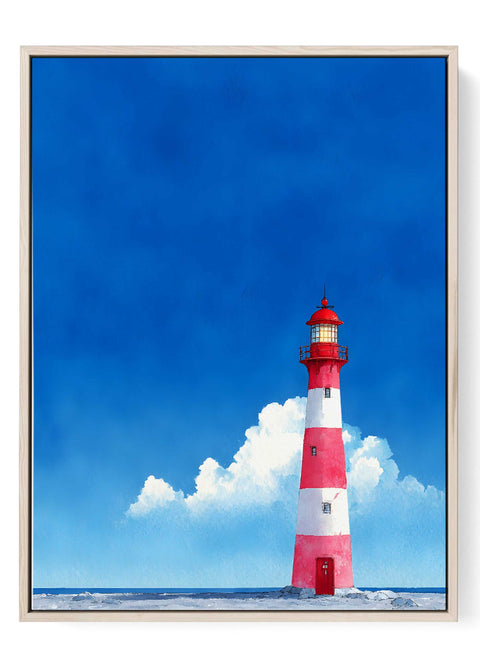 Lighthouse wall art red and white stripes