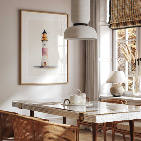 Lighthouse watercolor art print coastal vibes