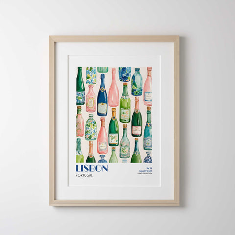 Lisbon drink bottles kitchen artwork poster