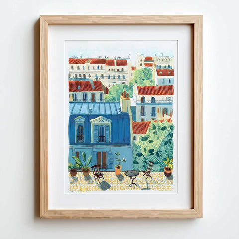 Lush Greenery & Rooftops – Parisian Wall Art
