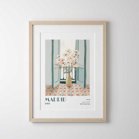 Madrid botanical artwork with soft pastel tones