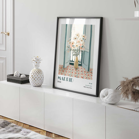 Madrid flower vase artwork with Mediterranean tiles