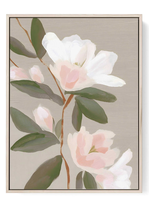 Magnolia flower wall art neutral botanical print