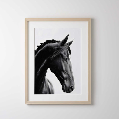 Majestic friesian horse profile art print