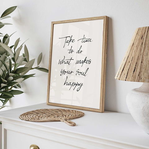 Elegant Soul Happiness Quote - Peaceful Home Decor Print